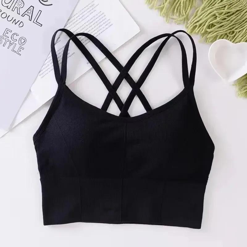 Sexy haut pour femme dos sangle croisée débardeur push up course soutien-gorge de sport respirant do