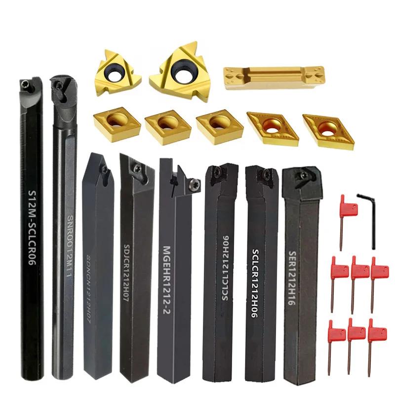 8 jeux de 8MM 10MM 12MM 16MM, porte-outil de tournage CNC, barre d'alésage avec Inserts applicables,