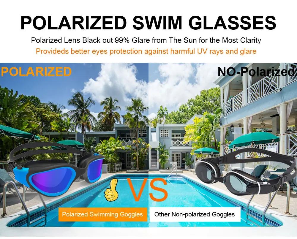 Lunettes de natation polarisées pour adultes, Anti-buée, Protection UV, lentille pour hommes et femm