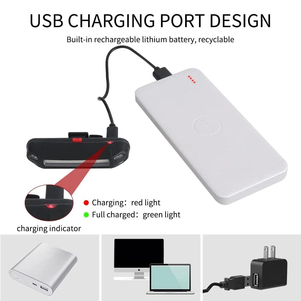Lumière de frein de vélo Flash Usb Feu arrière Dossier Vélo Télécommande sans fil de sécurité de vél
