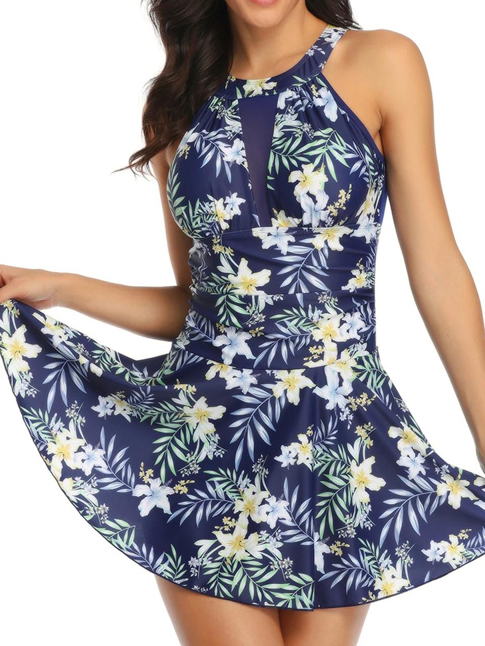 Maillot de bain imprimé 2026 pour femme, une pièce avec jupe de plage, maillot de bain sexy à pannea