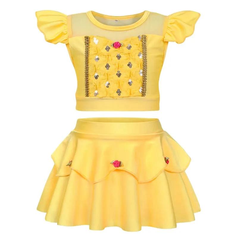 Princesse fête piscine maillot de bain fille Anna Belle Aurora Jasmine maillot de bain deux pièces e