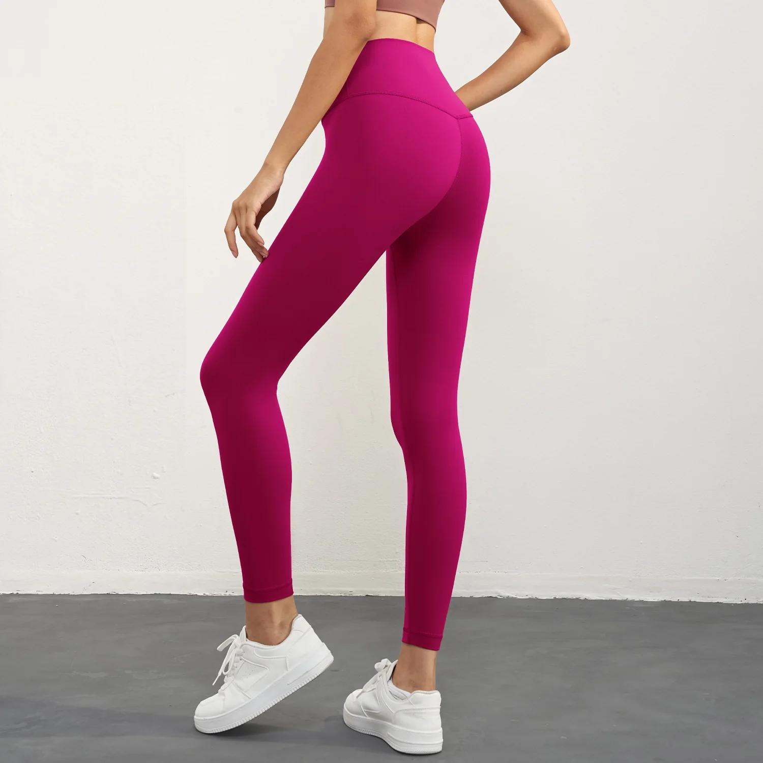 Couleur unie dos taille poche taille haute Fitness Yoga Legging doux femmes Sport pantalon serré beu