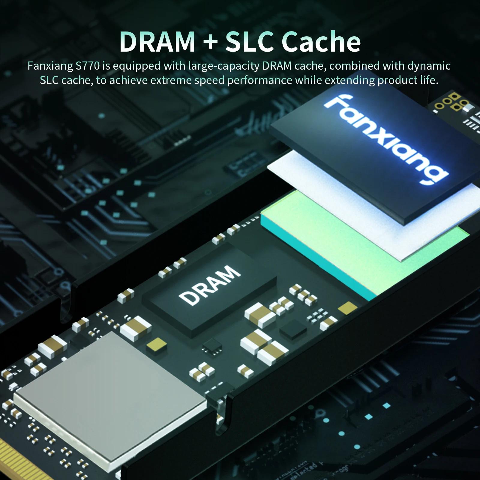 Fanxiang S770 M.2 SSD 500 Go 1 To 2 To 4 To Jusqu'à 7400 Mo/s M.2 NVMe PCIe4.0 1 Go de cache DRAM Di