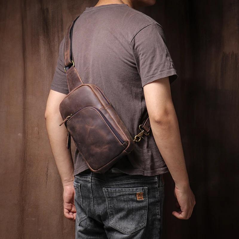 LUOKIR-Sac à Dos Vintage en Cuir group pour le dehors, Sacoche à Bandoulière de Haute Qualité