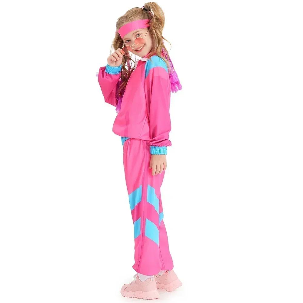 Enfants garçons et filles 80s 90s vêtements de sport Costume rétro Disco Hip Hop mode Patchwork ferm