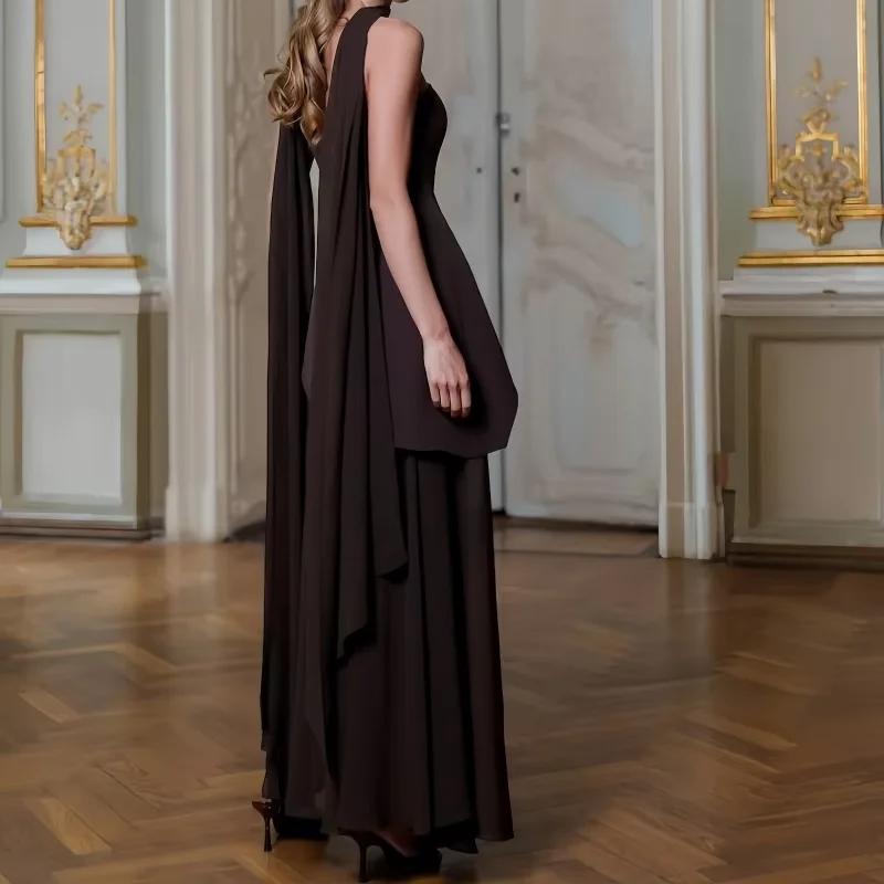 Robe de soirée élégante sans bretelles avec corset, jupe asymétrique en mousseline et châle – Robe d