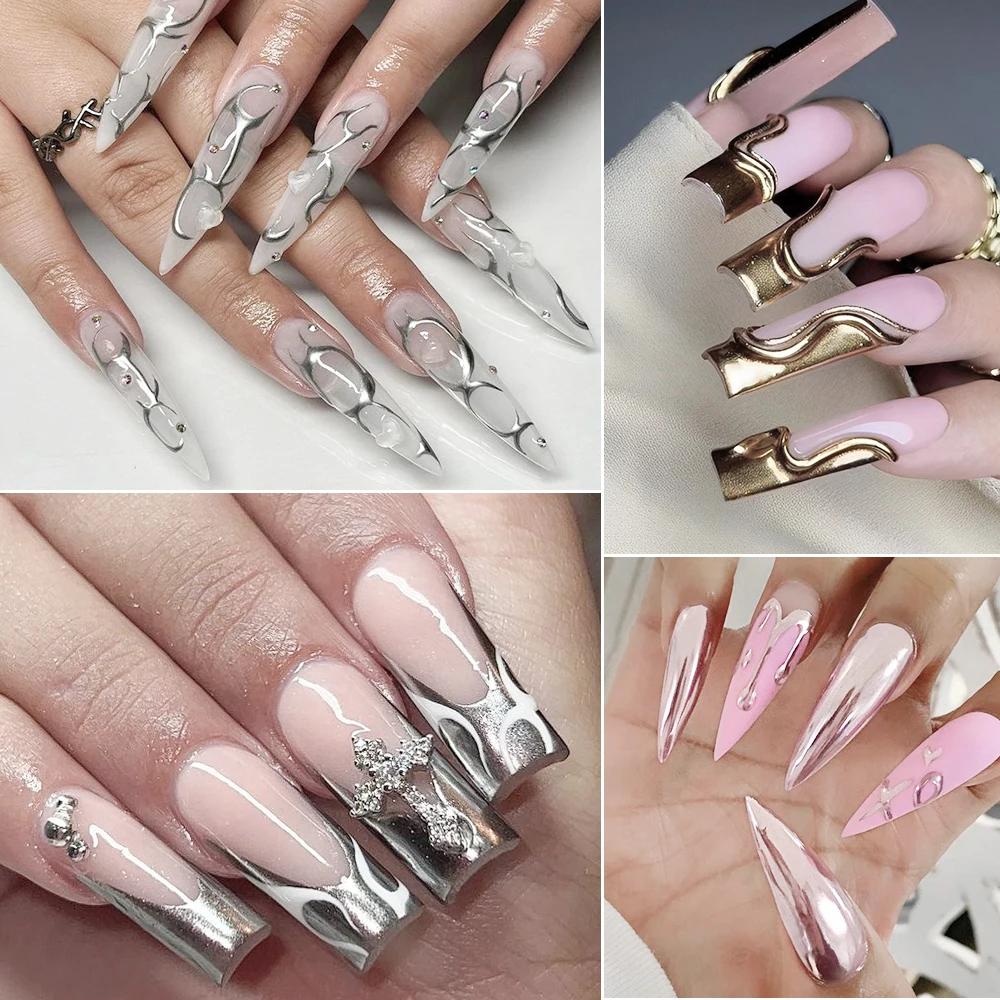 MingLee argent métal Gel métallique vernis à ongles Chrome 3D métal peint Gel vernis 5ml liquide eff