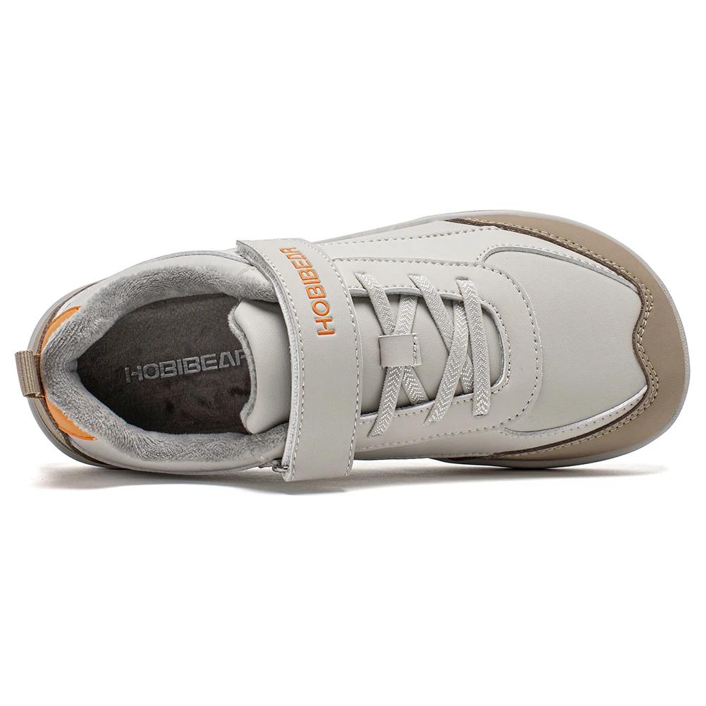 HOBIBEAR enfants fausse fourrure doublé pieds nus chaussures hiver large orteil boîte en cuir artifi