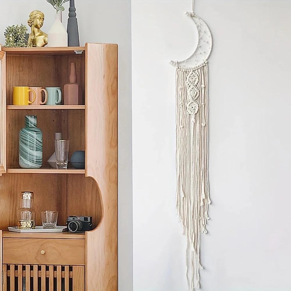 Pendentif tissé étoile et lune, décoration d'intérieur, pendentif de chambre à coucher, cadeau de va