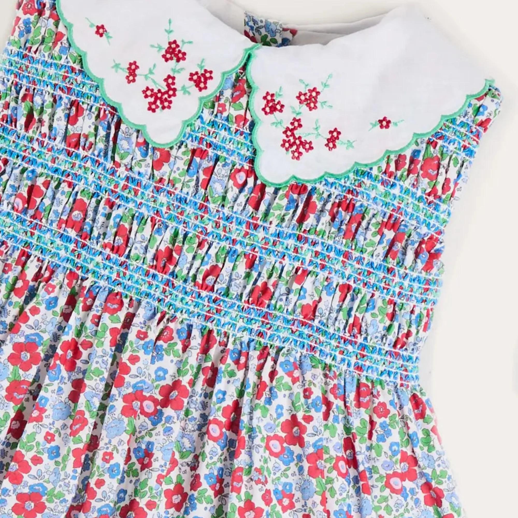 Robe d'été pour fille sans manches de haute qualité avec col brodé de fleurs, couleur rouge, imprimé