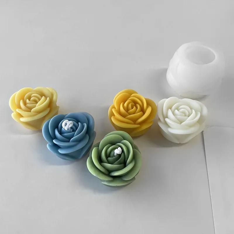 Moule à bougie en Silicone, nouvelle fleur 3D, fleur de pivoine, savon, gypse, résine, moulage, bric