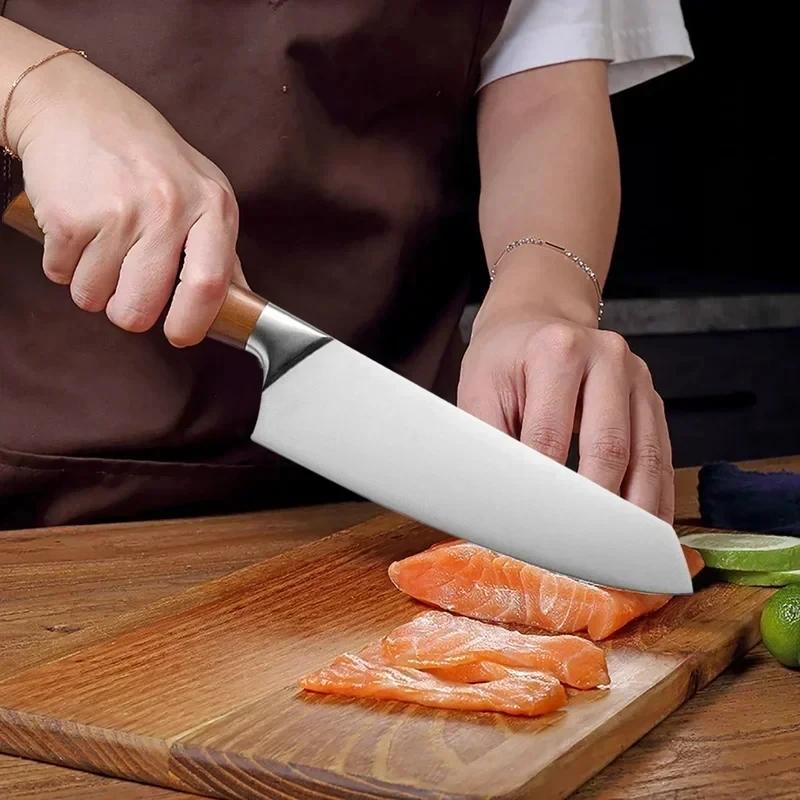 Ensemble de couteaux de cuisine japonais en acier inoxydable, filet de poisson, couperet à viande, c
