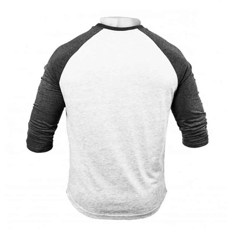 T-shirts de course trois quarts t-shirt hommes printemps automne Patchwork vêtements de sport Fitnes