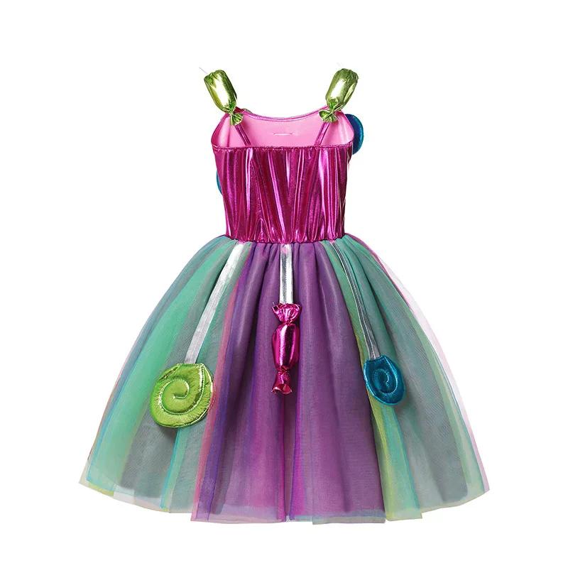 Filles arc-en-ciel sucette Costume princesse robe pourim Festival bonbons robe fantaisie carnaval an