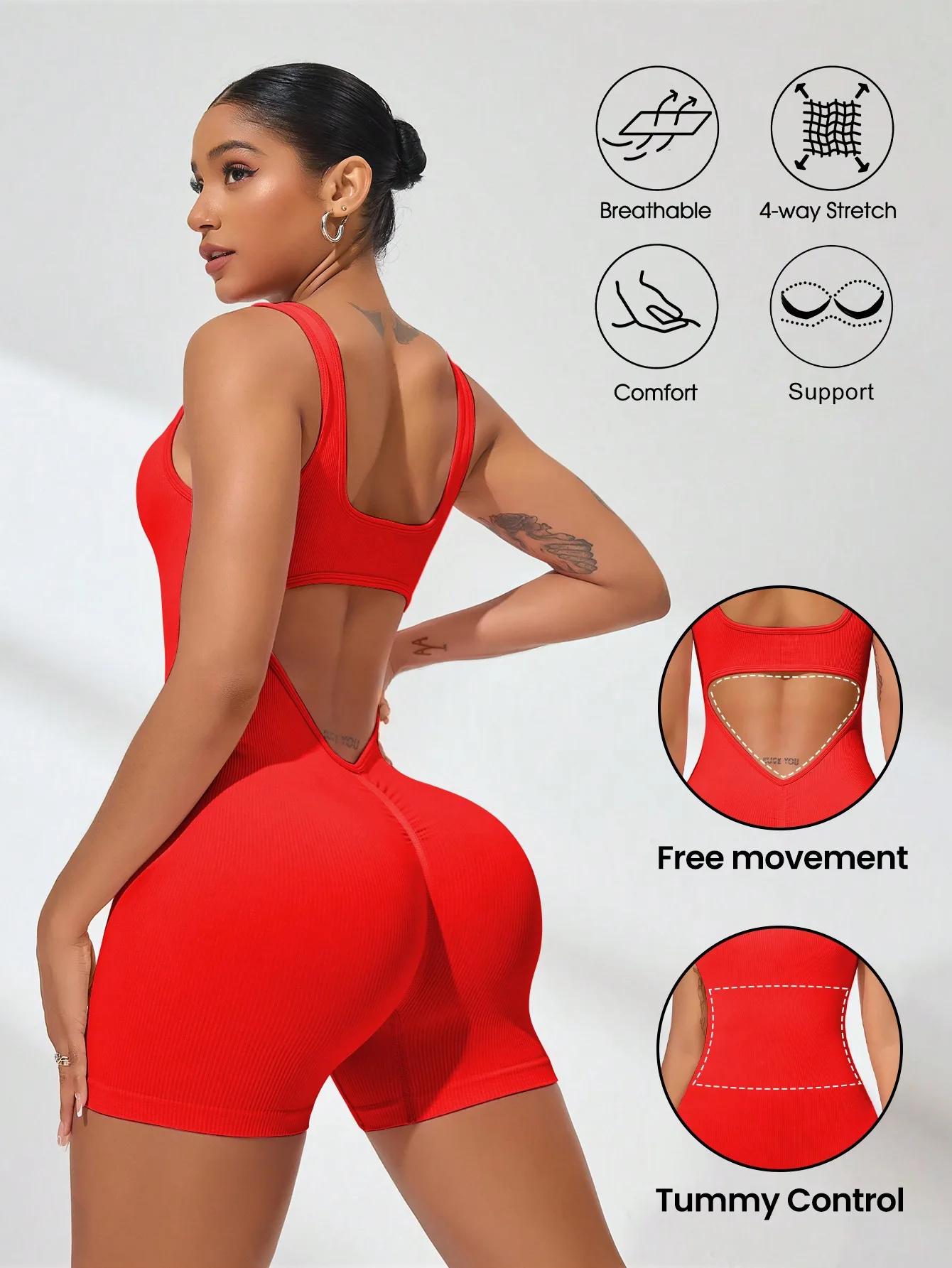 Combinaisons d'été Sexy avec taille exposée en forme de V pour femmes, vêtements quotidiens de Fitne