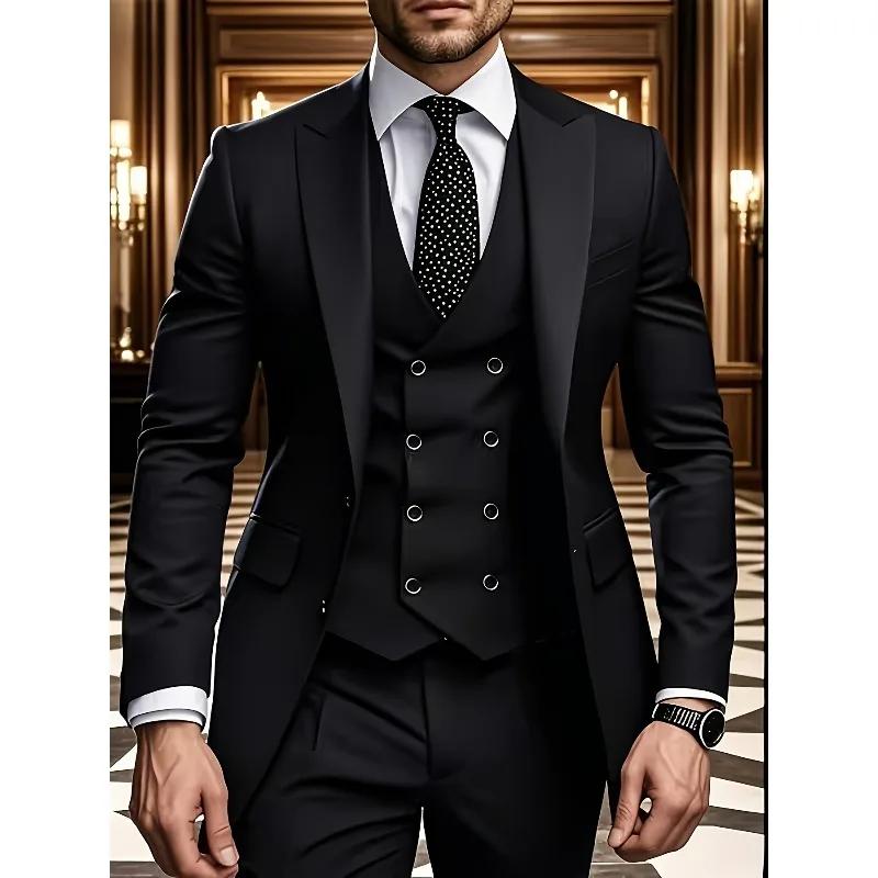 Costume formel homme 3 pièces à simple boutonnage, tenue d'affaires toutes saisons, meilleure vente