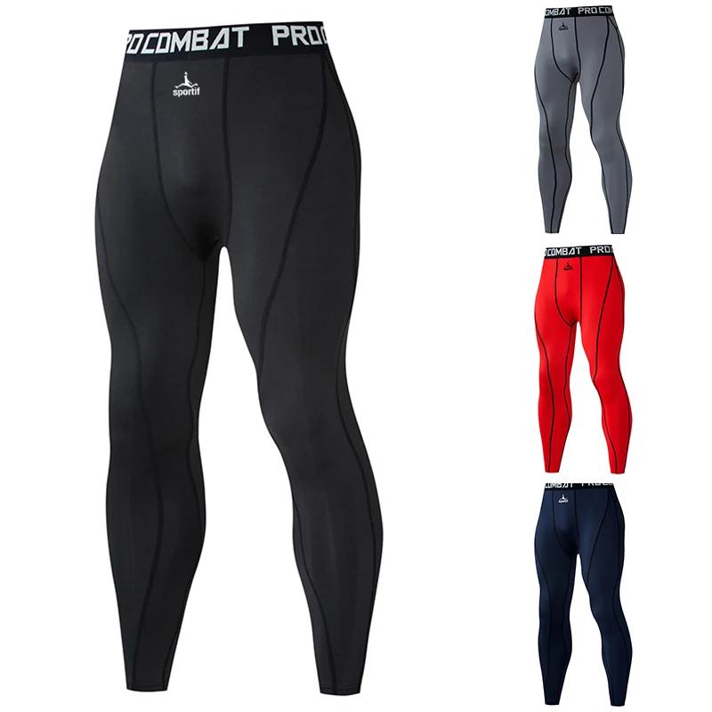 Leggings compression homme musculation fitness - Pantalon d'entraînement élastique muscle alive training
