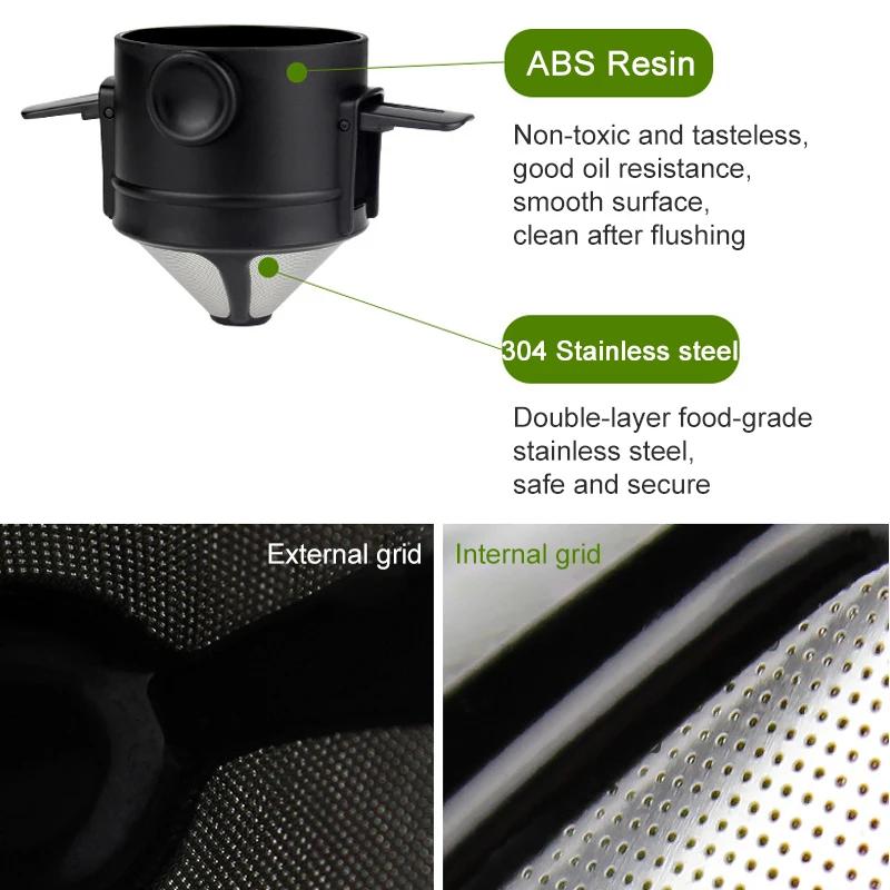 Filtre à café Portable, entonnoir réutilisable, infuseur à thé, goutte-à-goutte en acier inoxydable,