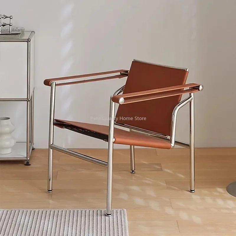 Le Corbusier Style italien canapé simple chaise design Vintage chaise simple en acier inoxydable cha