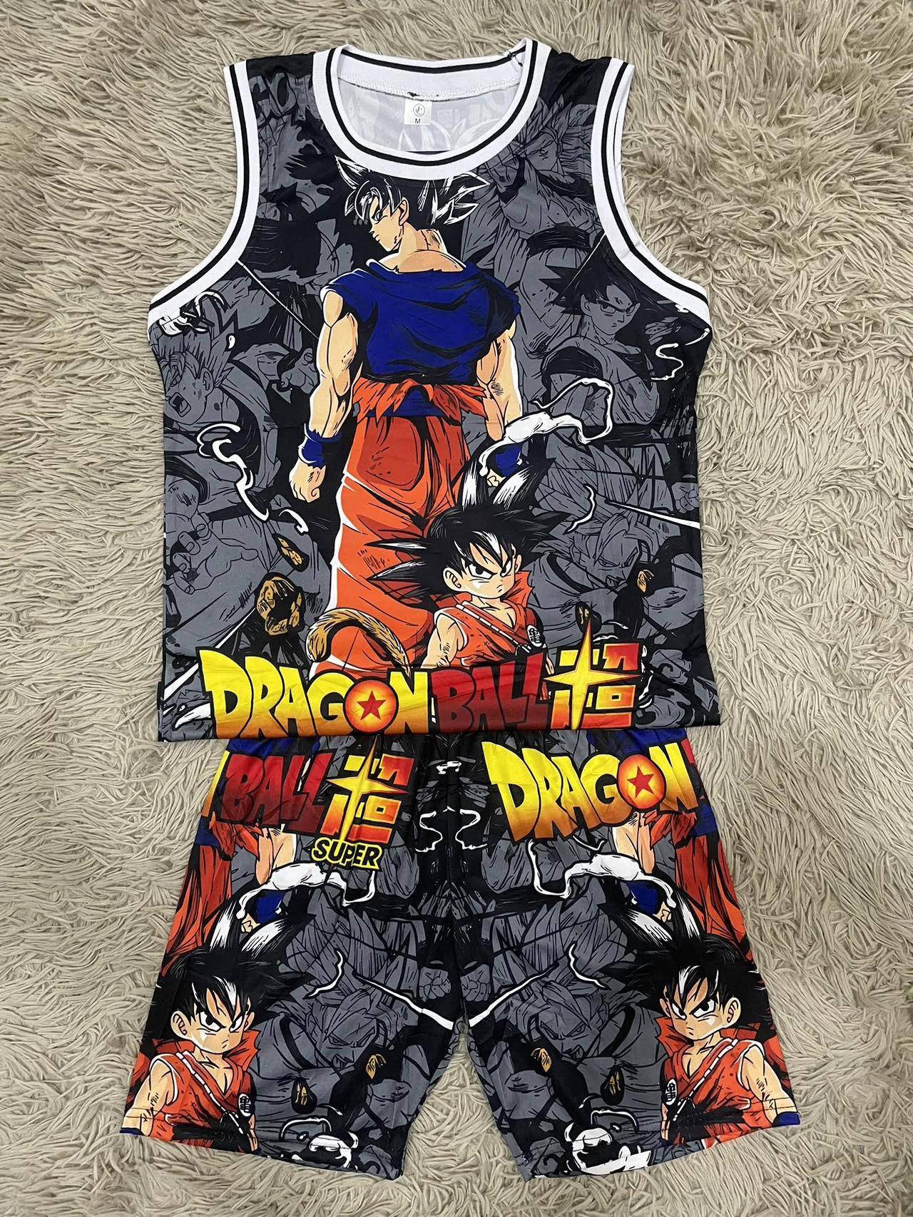 Ensemble de tenue de basket-ball Dragon Ball pour adultes et enfants, débardeur et short respirants