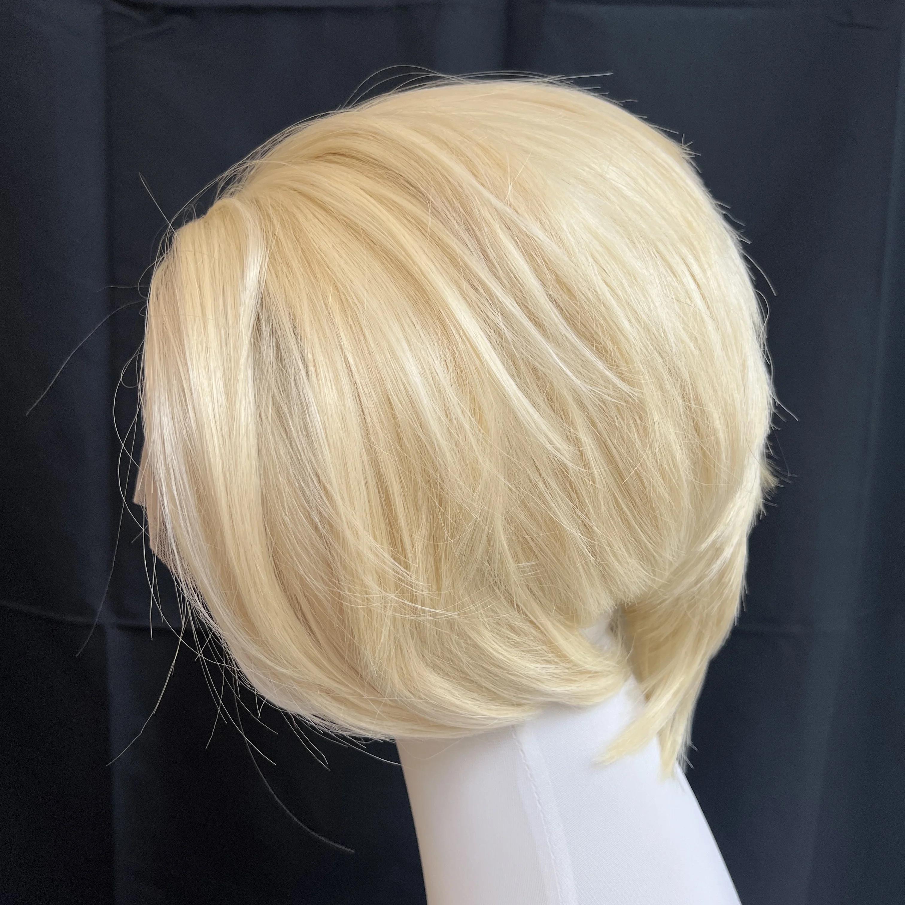 Ashely – perruque Lace Front Wig synthétique Blonde courte, 13x4, naissance des cheveux naturelle, F