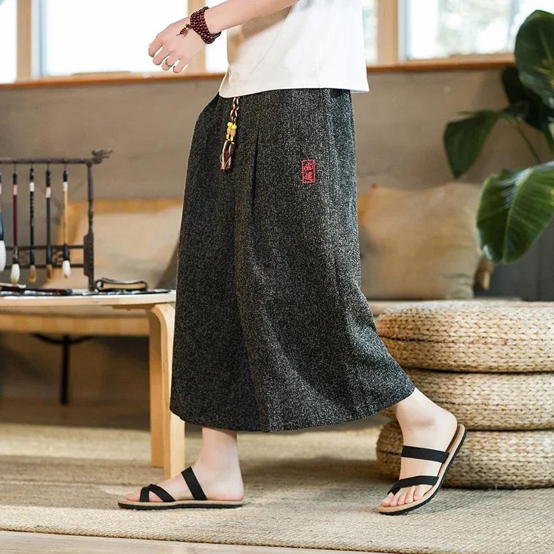 Pantalon Kimono de Style japonais pour hommes, pantalon de bain, samouraï japonais Harajuku, short a