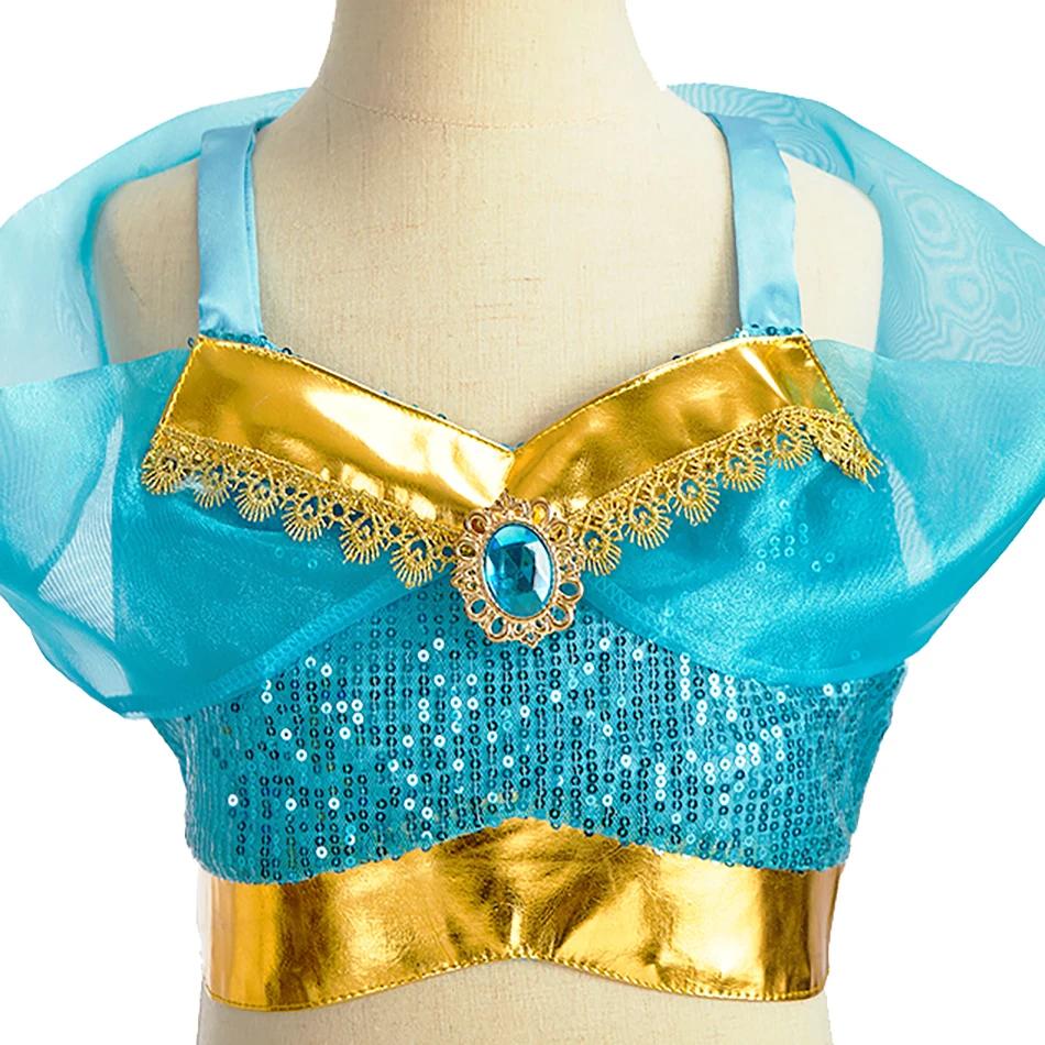 Robe de princesse arabe pour enfants, Costume d'halloween Jasmine pour filles, déguisement de fête d