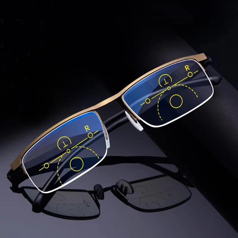 Lunettes de lecture à zoom intelligent progressif pour hommes, pour lecteur de vue proche et de loin