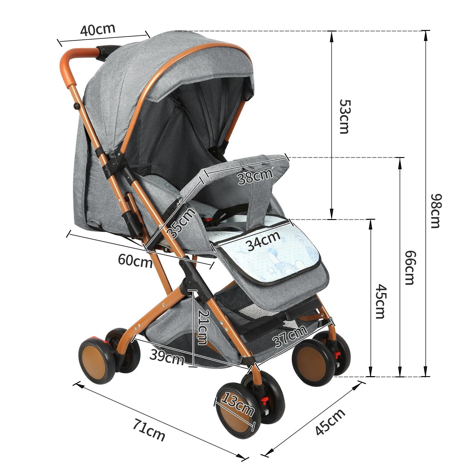 Poussette bébé, chariot avec moustiquaire, jusqu'à 20 kg, avec panier de rangement, 4 roues, pousset