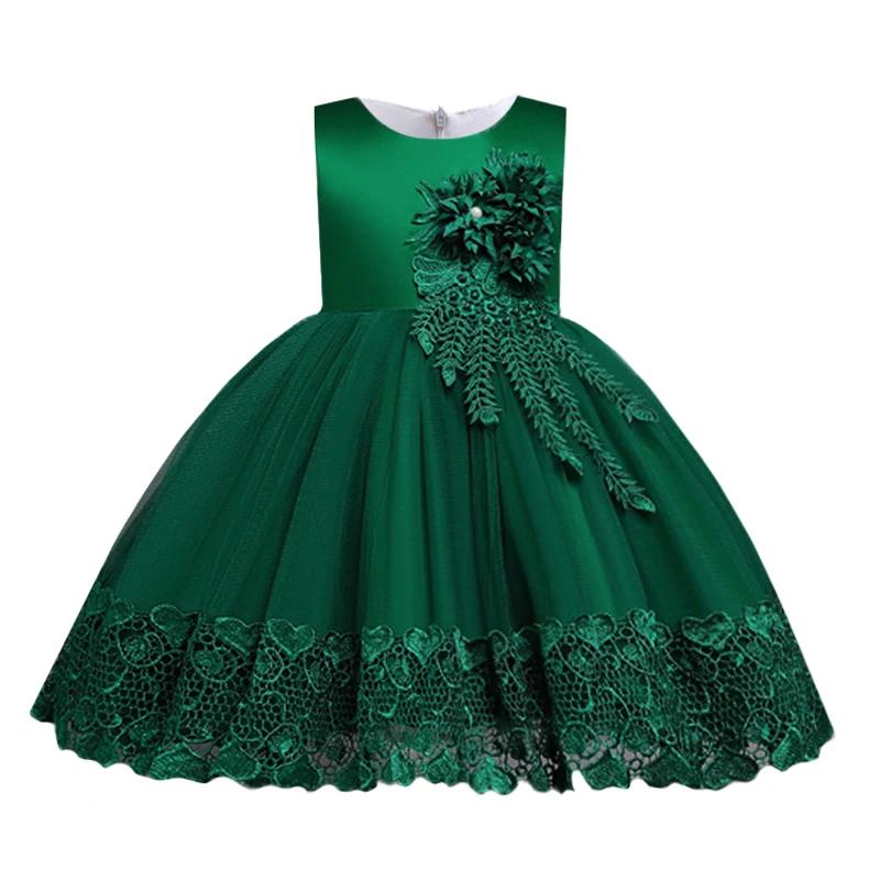 Robe d'été en dentelle pour filles, tenue de soirée à fleurs appliquées, Costume pour enfants de 2 à
