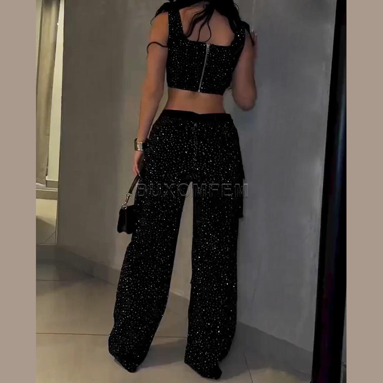 Ensemble pantalon de travail à bretelles en diamant pour femmes, pantalon Push Up à la mode, combina