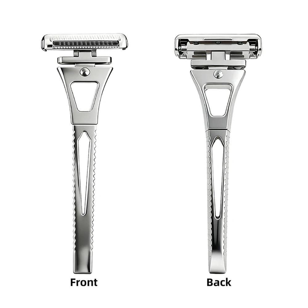 Shavcooo Glide Pro 4D rasoir de sécurité tête rotative en acier inoxydable rasoir pour homme avec su
