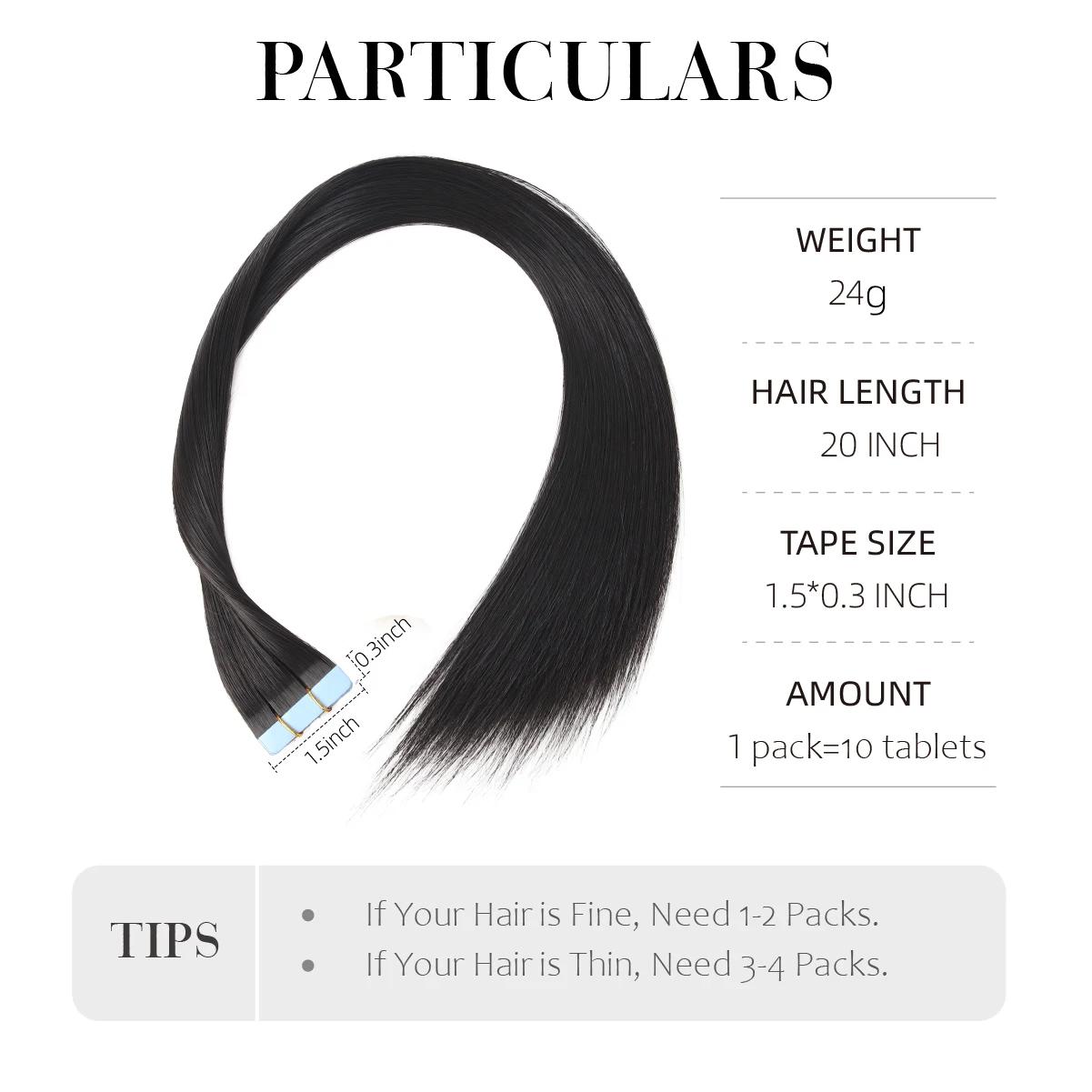 20 pouces 10 pièces bande dans les Extensions de cheveux synthétique longue bande droite postiche sa