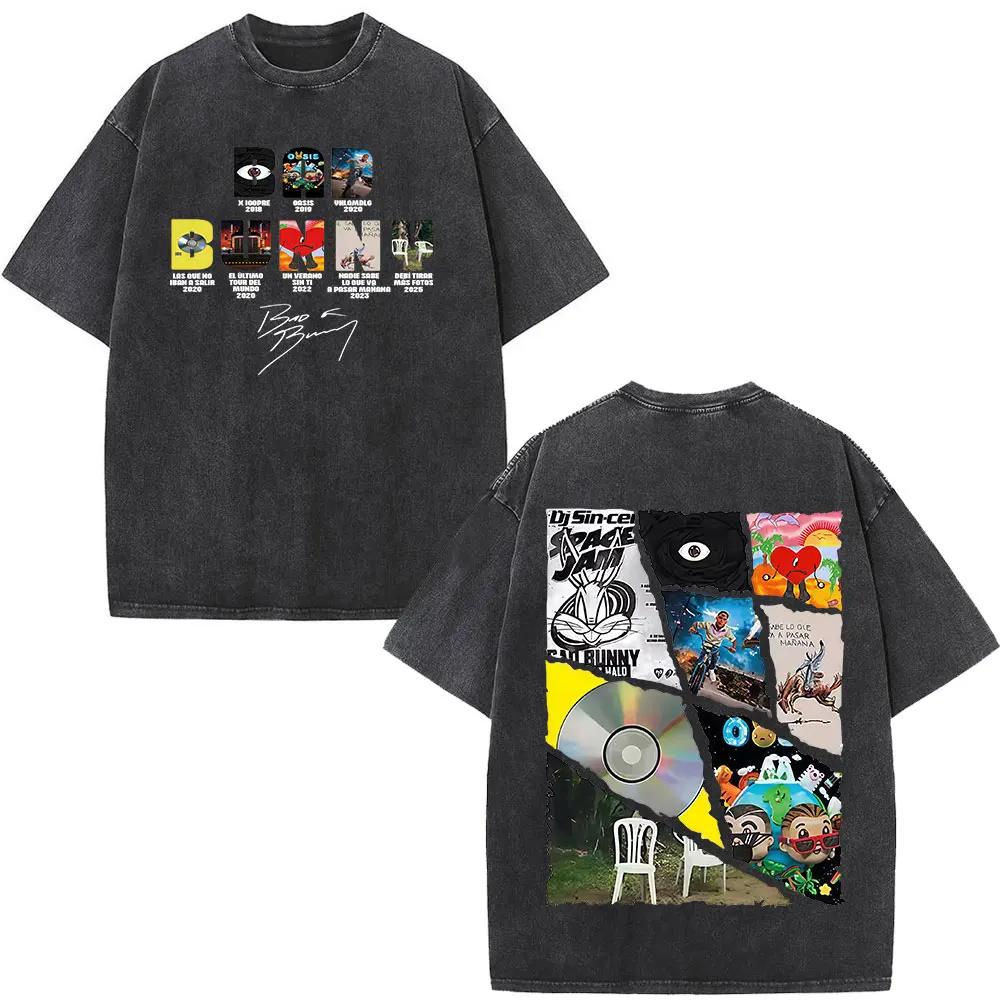 Lavé Vintage rappeur mauvais lapin T-shirt Debi Tirar Mas Fotos DTMF Album 2025 T-shirts hommes femm