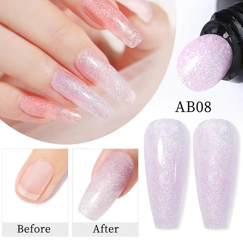 BORN PRETTY 30ml paillettes Gel acrylique Extension de doigt vernis à ongles argent rose Extension G