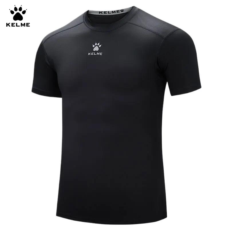 Kelme-T-shirt de sport à manches courtes pour homme, vêtement élastique et moulant, respirant, à séc