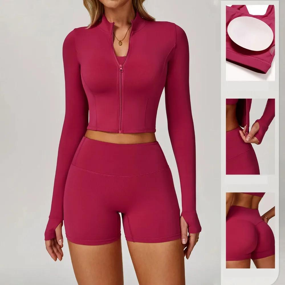 2025 Ensemble 3 pièces de yoga et fitness pour femme, short taille haute + soutien-gorge de sport an