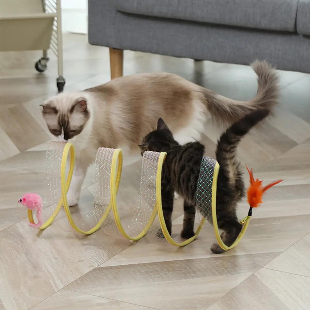 Tunnel Pliant de Type S pour Chat, Jouet de Printemps, Souris, Ikand Froissé, Extérieur, Chaton, Ani