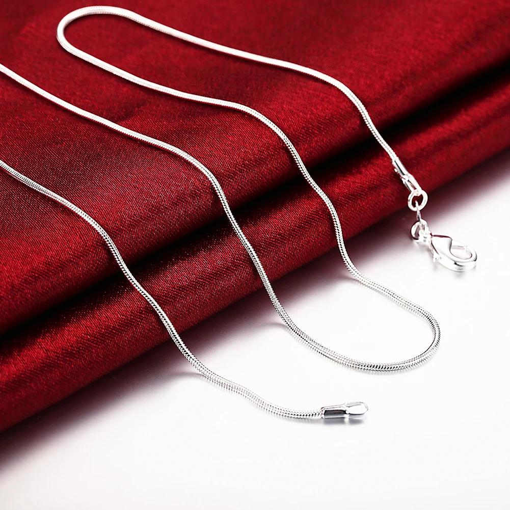 Collier chaîne serpent en argent sterling 925, 1MM, pour femmes et hommes, 16-30 pouces, à la mode,