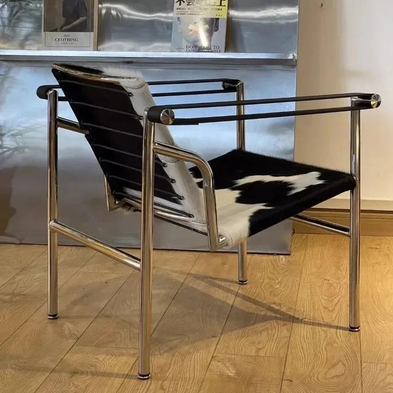 Le Corbusier Style italien canapé simple chaise design Vintage chaise simple en acier inoxydable cha