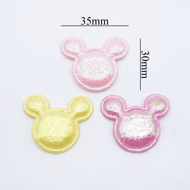 Tête de souris brillante, 50 pièces, 35x30mm, pour vêtements, chapeau, fournitures de couture, patch