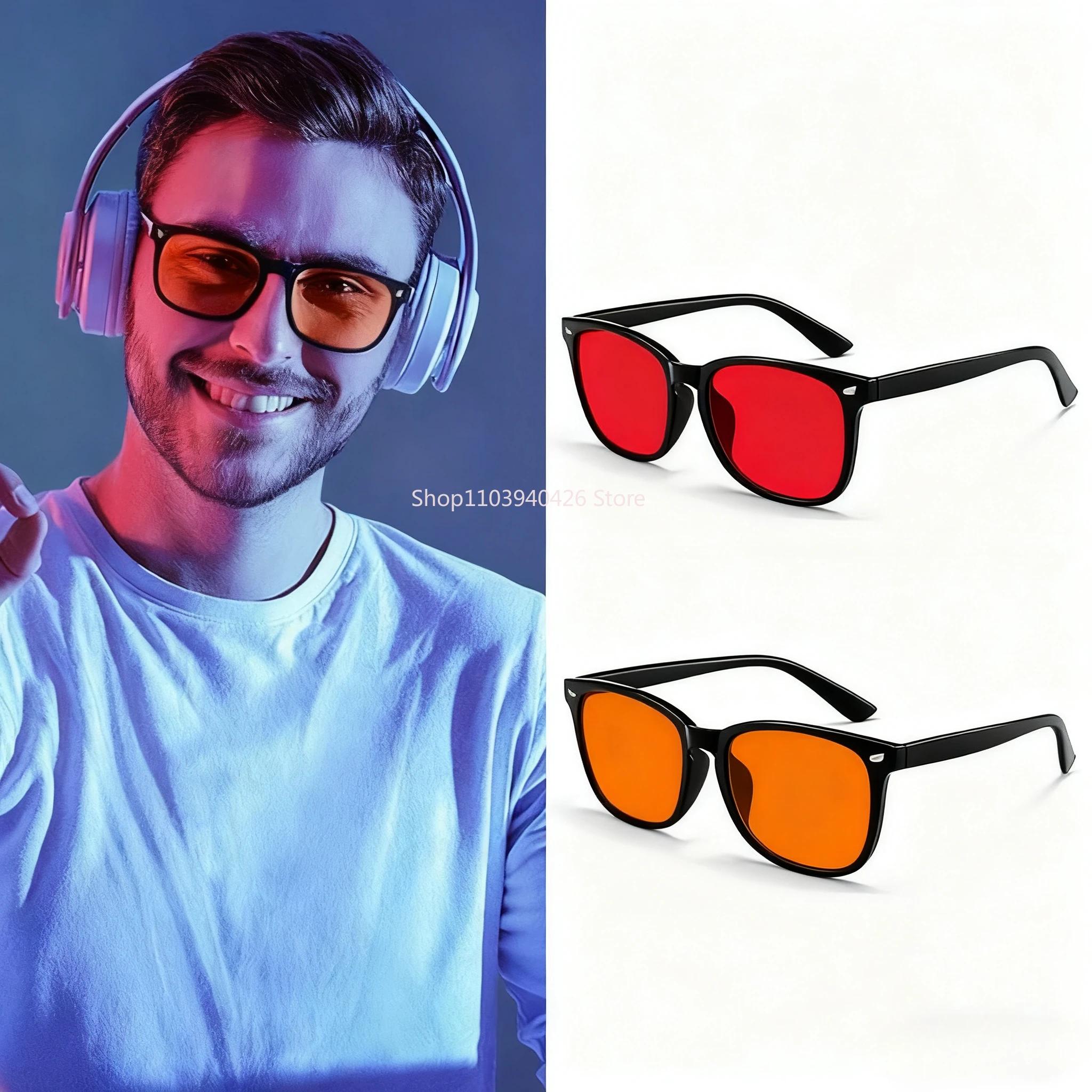 Lunettes de sommeil pour hommes, verres à lumière bleue bloquant la lentille rouge pour les jeux sur