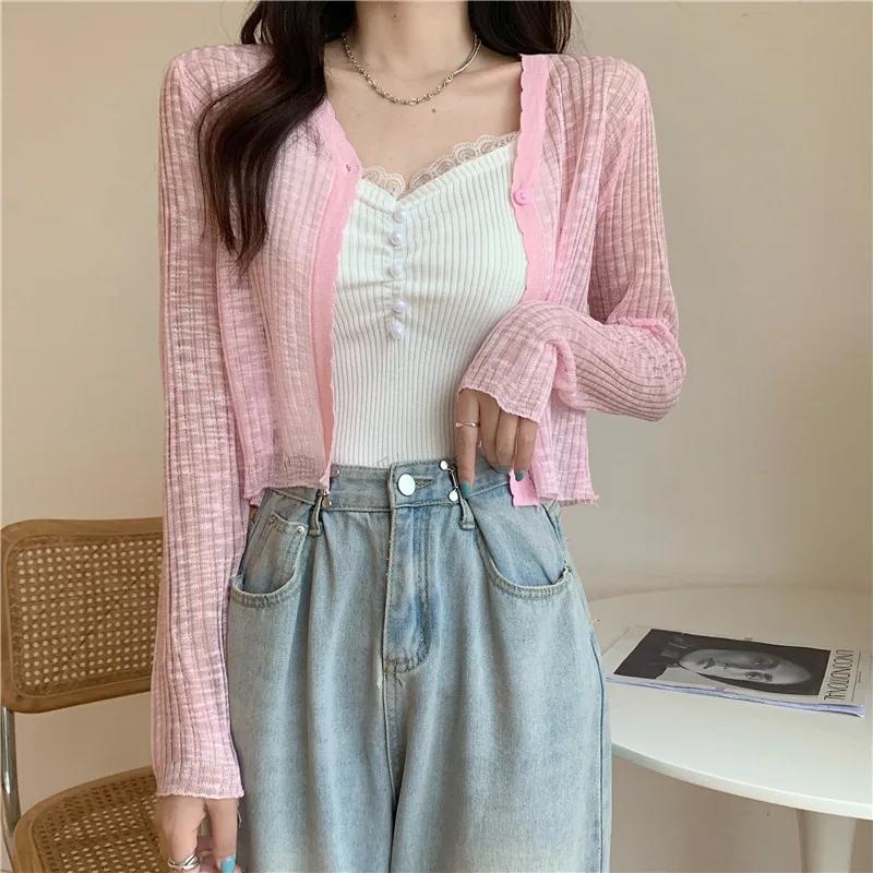 Cardigan à manches longues pour femmes, T-shirt à col en V, T-shirt mince, Superposition simple, Déc
