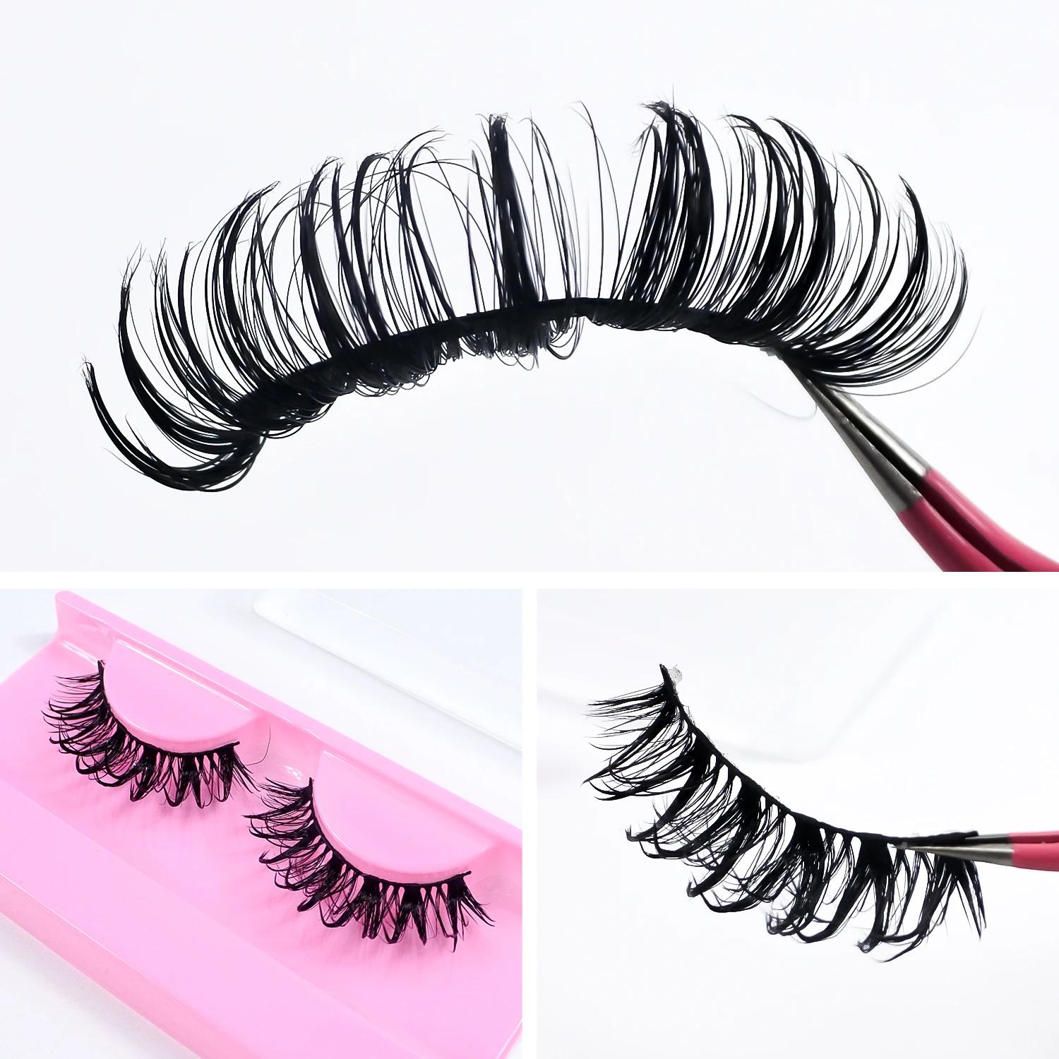 Faux-cils à pointes pour maquillage, boucles D, bande russe, faux cils, cosplay naturel, bande compl