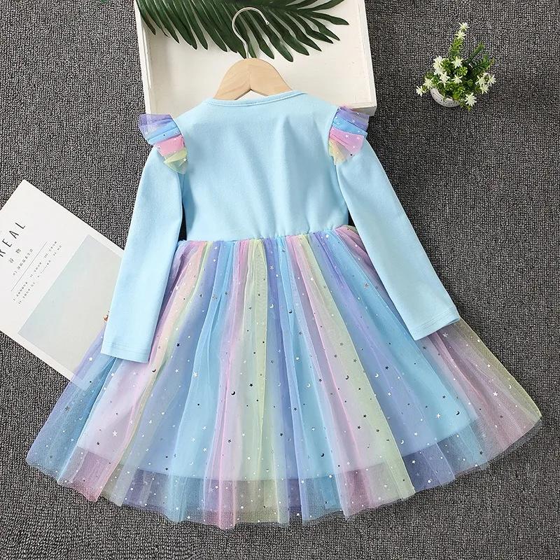 Robe de princesse à manches longues pour filles, vêtements de fête pour enfants, Elsa, la reine des
