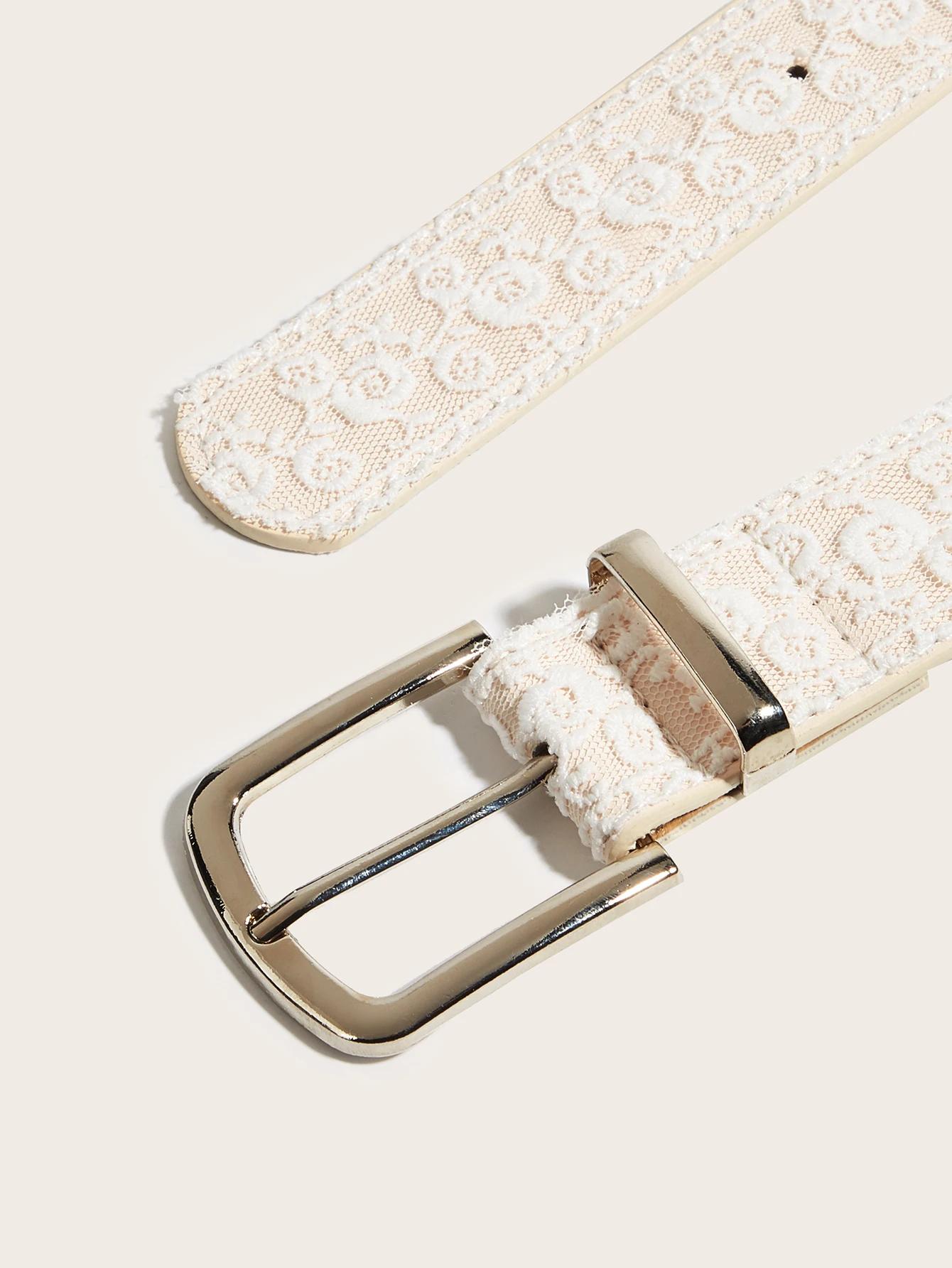 Ceinture élégante à boucle ardillon en dentelle, ceinture en cuir à la mode pour femmes, accessoire