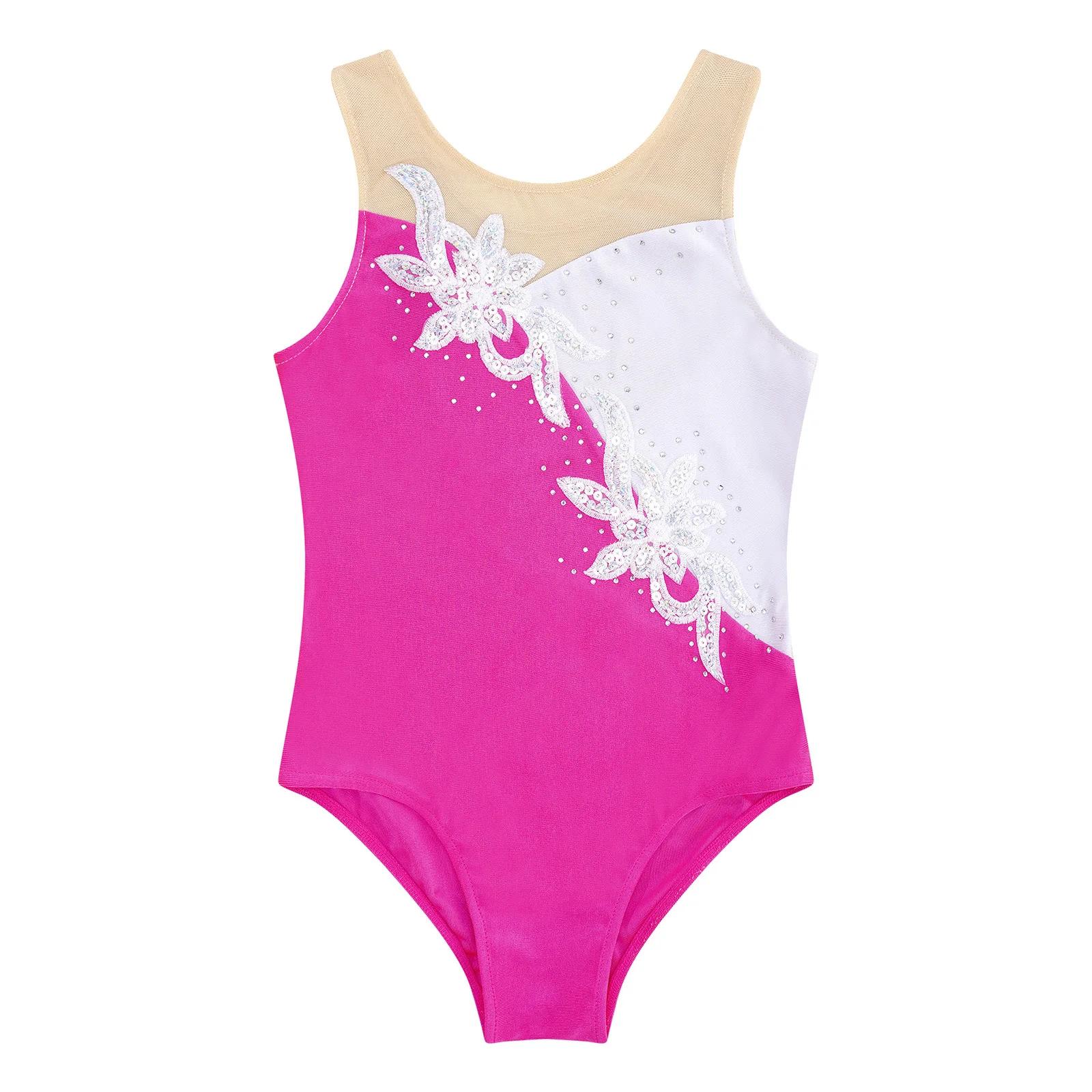 Justaucorps à paillettes pour enfants, tutu de ballet pour filles, combinaison de batterie de gymnas