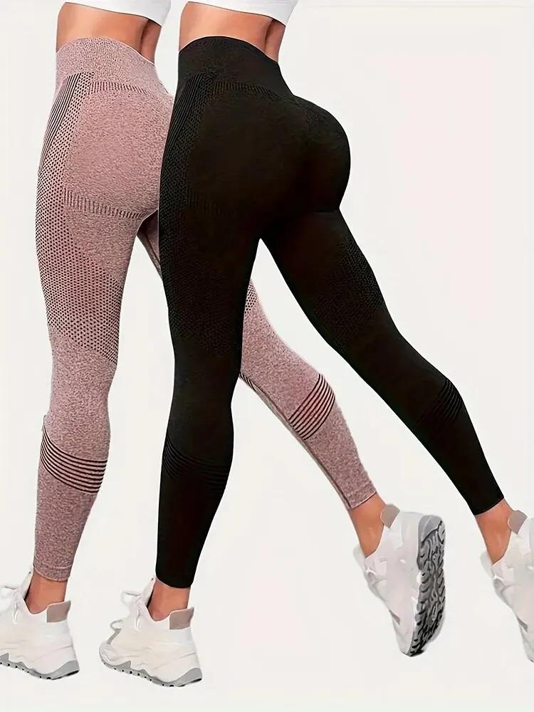 2 pièces Hip Lift Yoga Leggings Exercice taille haute ventre Tuck respirant Hp Lift Pantalon