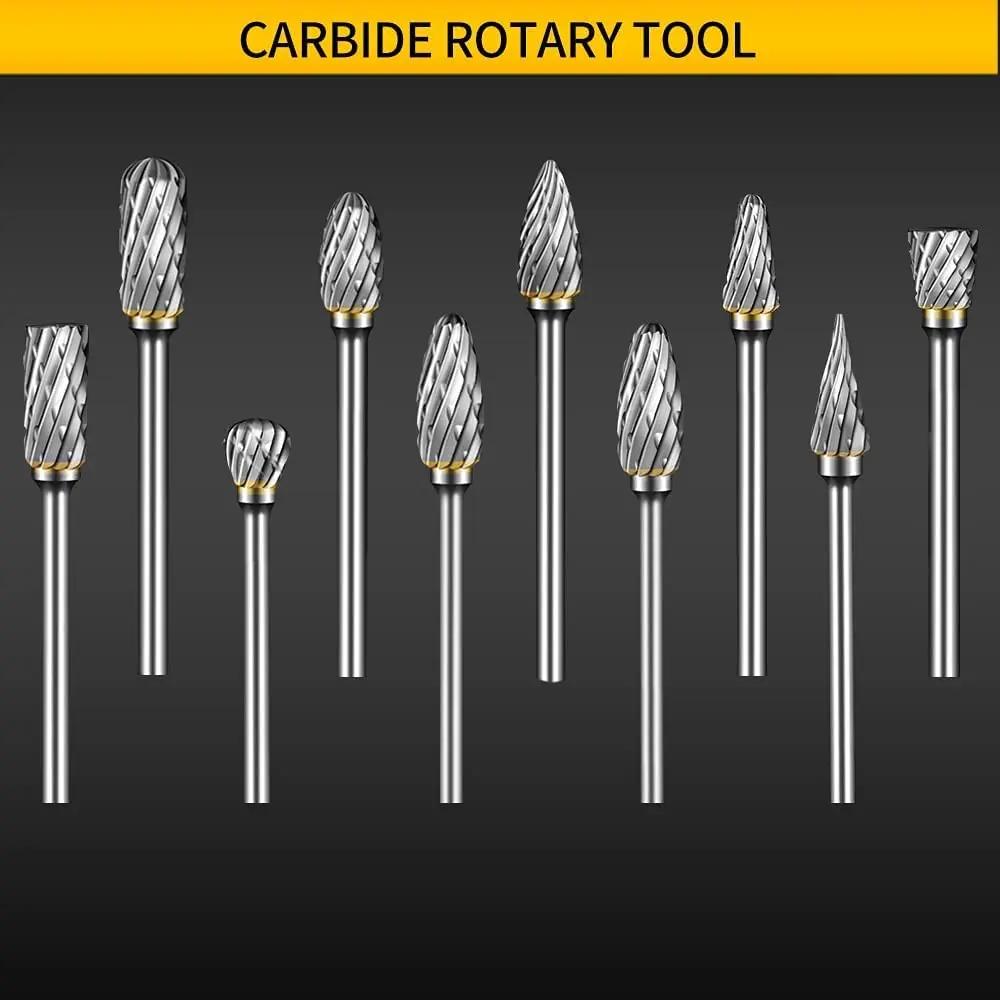 Jeu de bavures en carbure compatibles avec l'outil rotatif Dremel, 10 embouts de meuleuse, râpe à li